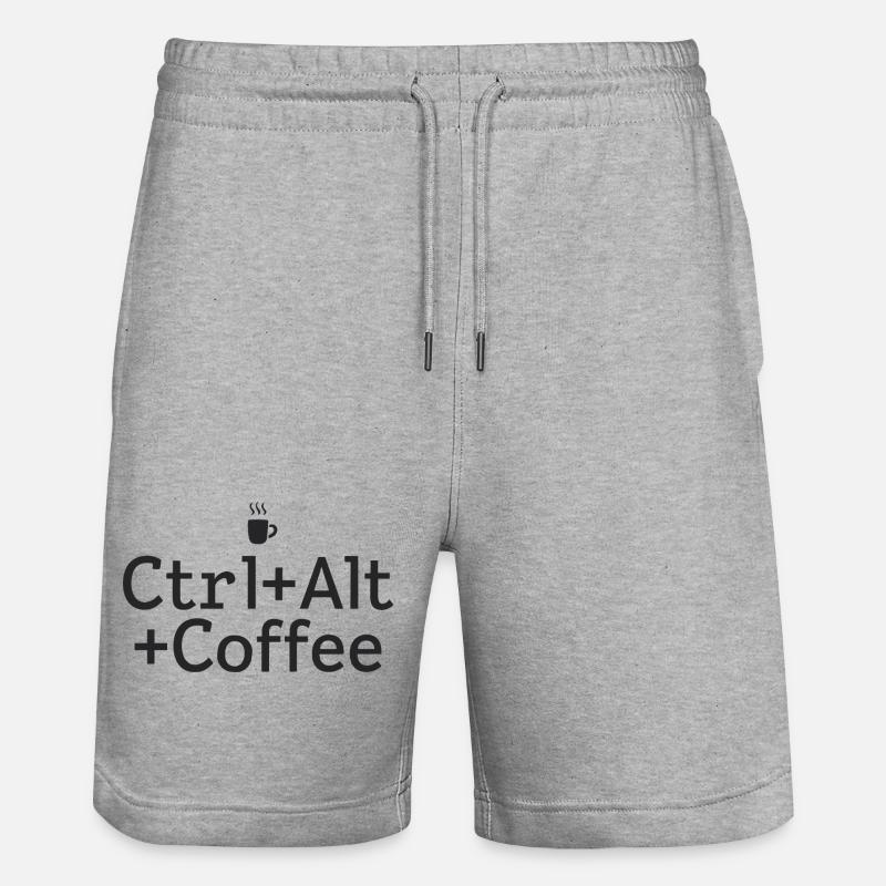 Kaffee-Pause Ctrl-Alt-Coffee - Stanley/Stella Trainer Unisex Organic Jogging Shorts - heather grey