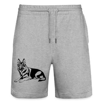 Schäferhund Hunde T-shirt Geschenk - Stanley/Stella Unisex Bio Joggingshorts Trainer  - Grau meliert - Vorne - Nik (191cm) & Marisol (170cm)