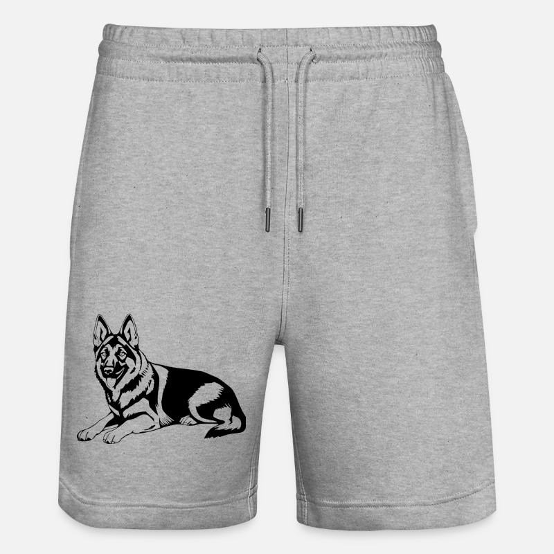Schäferhund Hunde T-shirt Geschenk - Stanley/Stella Unisex Bio Joggingshorts Trainer  - Grau meliert