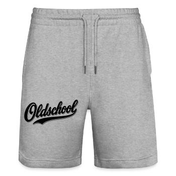 Oldschool Retro Logo T-Shirt - Stanley/Stella Unisex Bio Joggingshorts Trainer  - Grau meliert - Vorne - Nik (191cm) & Marisol (170cm)