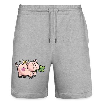 Tirelire sucrée - Short de jogging bio TRAINER Stanley/Stella unisexe - gris chiné - Devant - Nik (191cm) & Marisol (170cm)