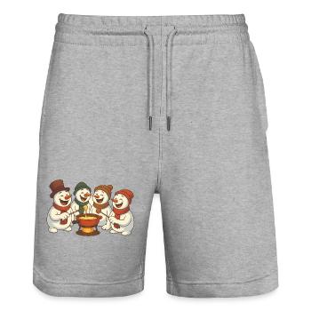 Wintermänner um ein savoyisches Fondue - Stanley/Stella Unisex Bio Joggingshorts Trainer  - Grau meliert - Vorne - Nik (191cm) & Marisol (170cm)