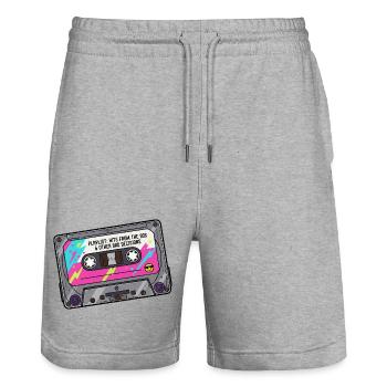 Neon Kassette Playlist 90er Jahre - Stanley/Stella Unisex Bio Joggingshorts Trainer  - Grau meliert - Vorne - Nik (191cm) & Marisol (170cm)