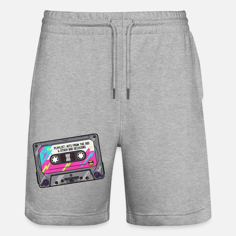 Neon Cassette Playlist 90s - Stanley/Stella Trainer Unisex Organic Jogging Shorts - heather grey