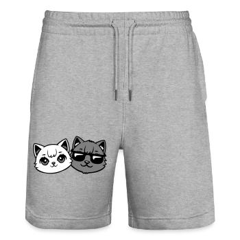 Süße Kätzchen Cooles Katerpaar Schwarz-Weiß Katzen - Stanley/Stella Unisex Bio Joggingshorts Trainer  - Grau meliert - Vorne - Nik (191cm) & Marisol (170cm)