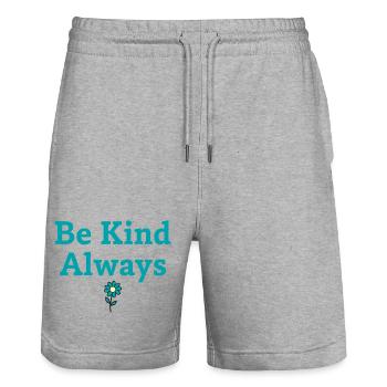 Be Kind Always Statement Saying - Stanley/Stella Trainer Unisex Organic Jogging Shorts - heather grey - Front - Nik (191cm) & Marisol (170cm)