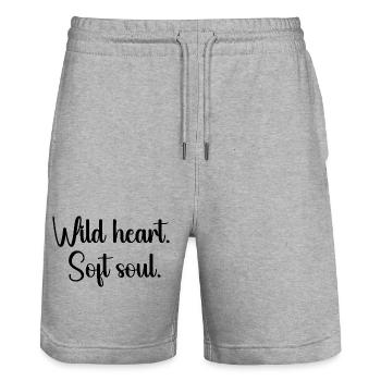 Wild heart soft sou - Stanley/Stella Trainer Unisex Organic Jogging Shorts - heather grey - Front - Nik (191cm) & Marisol (170cm)