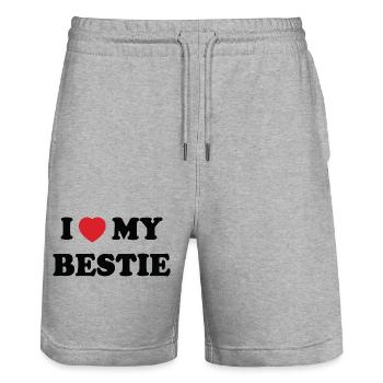 Ich liebe meinen besten Freund - Stanley/Stella Unisex Bio Joggingshorts Trainer  - Grau meliert - Vorne - Nik (191cm) & Marisol (170cm)