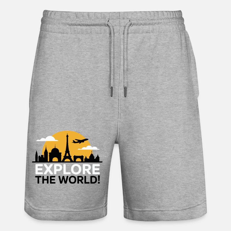 TOURISTES Explorez le monde Silhouette - Short de jogging bio TRAINER Stanley/Stella unisexe - gris chiné
