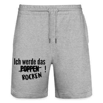 Rocken Poppen - Stanley/Stella Unisex Bio Joggingshorts Trainer  - Grau meliert - Vorne - Nik (191cm) & Marisol (170cm)