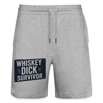 Whiskey Dick Survivor Schmutziger Humor Frech Drec - Stanley/Stella Unisex Bio Joggingshorts Trainer  - Grau meliert - Vorne - Nik (191cm) & Marisol (170cm)