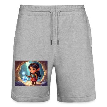 Elfenheldin im Kristallpfad - Stanley/Stella Unisex Bio Joggingshorts Trainer  - Grau meliert - Vorne - Nik (191cm) & Marisol (170cm)