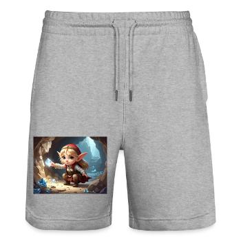 Kleiner Elfen-Diamantenschatz - Stanley/Stella Unisex Bio Joggingshorts Trainer  - Grau meliert - Vorne - Nik (191cm) & Marisol (170cm)