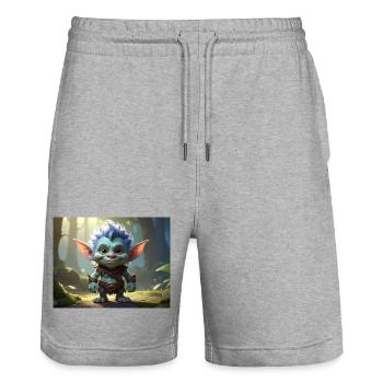 Blue forest troll in the moon forest - Stanley/Stella Trainer Unisex Organic Jogging Shorts - heather grey - Front - Nik (191cm) & Marisol (170cm)