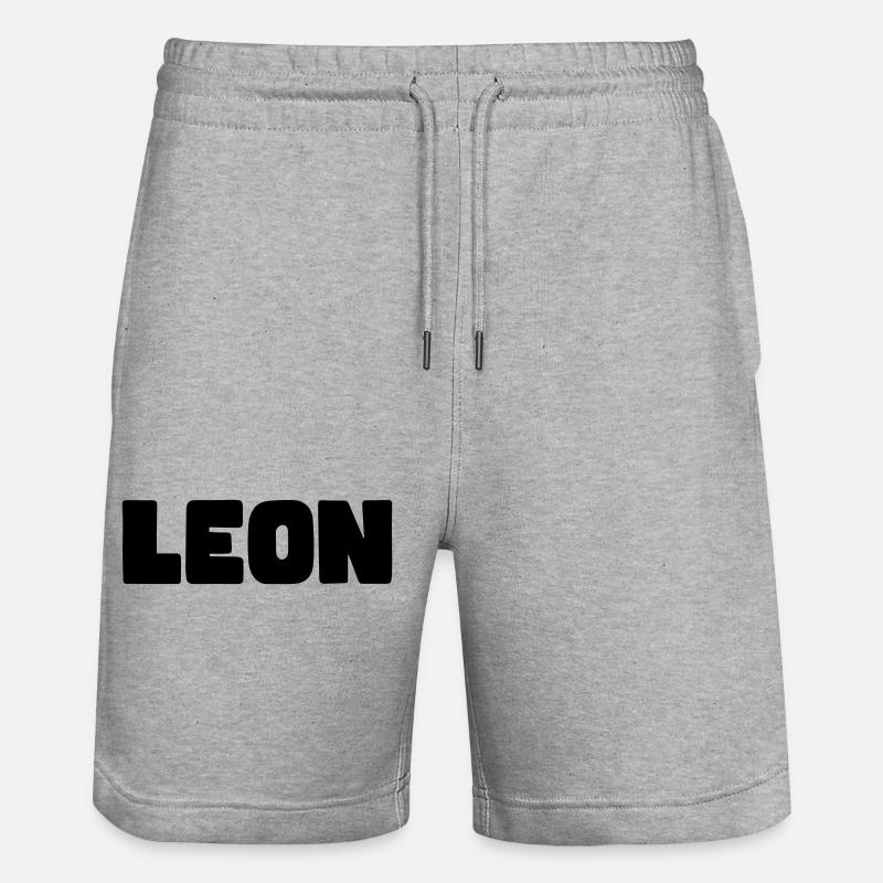 Leon Name - Stanley/Stella Unisex Bio Joggingshorts Trainer  - Grau meliert