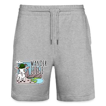 Niedliche Wander Ziege beim Wandern in den Bergen - Stanley/Stella Unisex Bio Joggingshorts Trainer  - Grau meliert - Vorne - Nik (191cm) & Marisol (170cm)