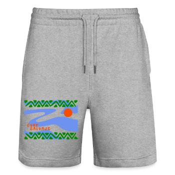Surf Salvaje Psychedelische Wellen - Stanley/Stella Unisex Bio Joggingshorts Trainer  - Grau meliert - Vorne - Nik (191cm) & Marisol (170cm)