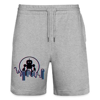 Robot City Skyline – 3D Science-Fi Future Design - Short de jogging bio TRAINER Stanley/Stella unisexe - gris chiné - Devant - Nik (191cm) & Marisol (170cm)