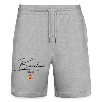 Elegantes Design Barcelona, ich liebe Barcelona - Stanley/Stella Unisex Bio Joggingshorts Trainer  - Grau meliert - Vorne - Nik (191cm) & Marisol (170cm)