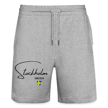 Design élégant Stockholm, j’adore Stockholm - Short de jogging bio TRAINER Stanley/Stella unisexe - gris chiné - Devant - Nik (191cm) & Marisol (170cm)