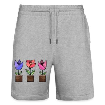 Fleur - Short de jogging bio TRAINER Stanley/Stella unisexe - gris chiné - Devant - Nik (191cm) & Marisol (170cm)