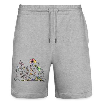 Fleur - Short de jogging bio TRAINER Stanley/Stella unisexe - gris chiné - Devant - Nik (191cm) & Marisol (170cm)