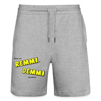 Remmi Demmi - Stanley/Stella Unisex Bio Joggingshorts Trainer  - Grau meliert - Vorne - Nik (191cm) & Marisol (170cm)