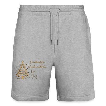 Friedvolle Weihnachten im Wald Hirsch Christbaum - Stanley/Stella Unisex Bio Joggingshorts Trainer  - Grau meliert - Vorne - Nik (191cm) & Marisol (170cm)