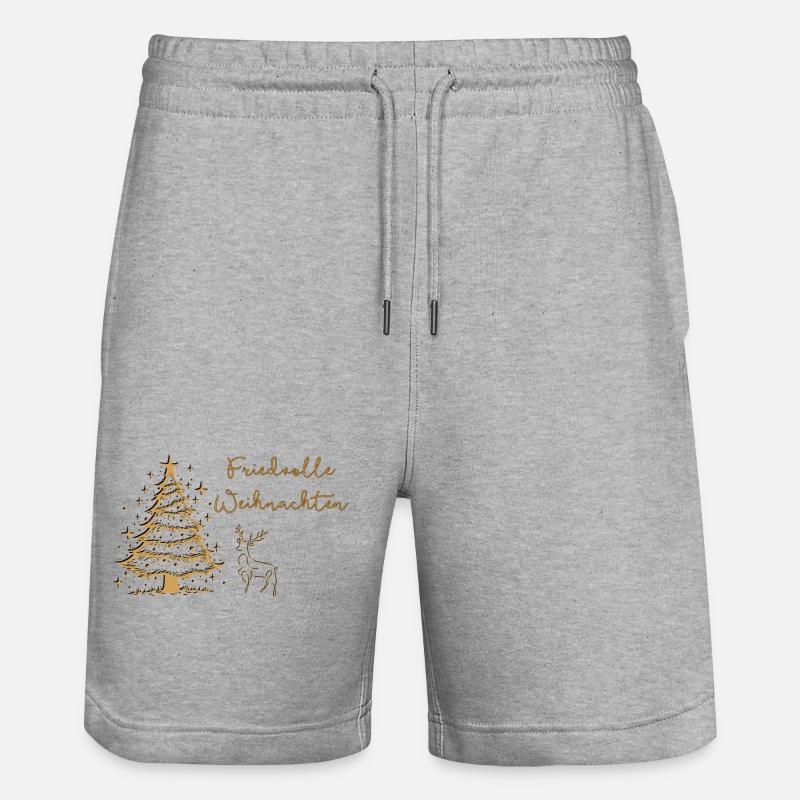 Peaceful Christmas in the Forest Deer Christmas Tree - Stanley/Stella Trainer Unisex Organic Jogging Shorts - heather grey