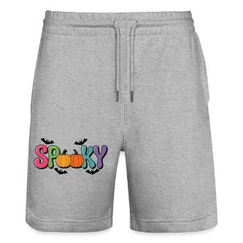 Spooky Halloween Kürbisbuchstaben - Stanley/Stella Unisex Bio Joggingshorts Trainer  - Grau meliert - Vorne - Nik (191cm) & Marisol (170cm)