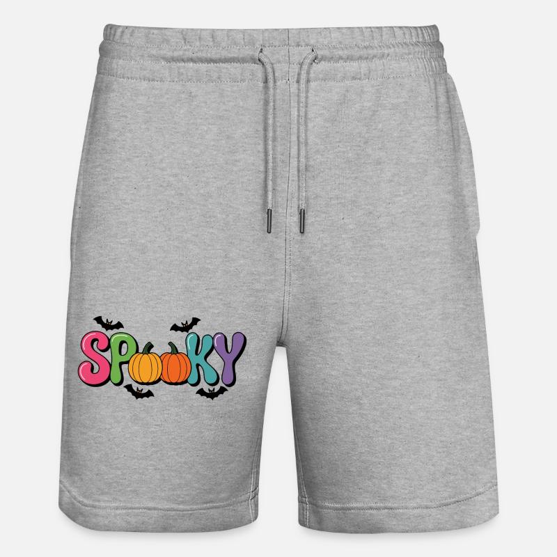 Lettres citrouilles d’Halloween effrayantes - Short de jogging bio TRAINER Stanley/Stella unisexe - gris chiné