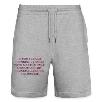 13 Beers Delicious Beer T-Shirt - Stanley/Stella Trainer Unisex Organic Jogging Shorts - heather grey - Front - Nik (191cm) & Marisol (170cm)