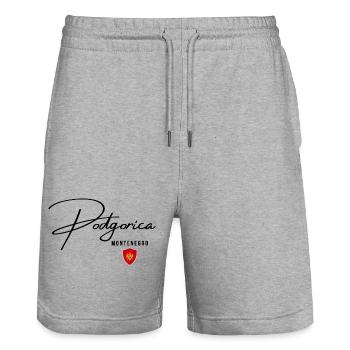 Elegant design Podgorica, amo Podgorica - Stanley/Stella Trainer Unisex Organic Jogging Shorts - heather grey - Front - Nik (191cm) & Marisol (170cm)