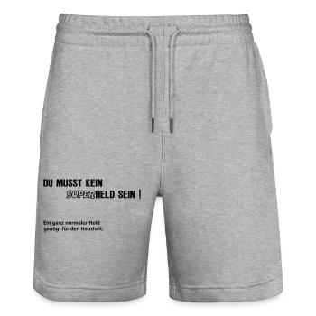 normaler Held - Stanley/Stella Unisex Bio Joggingshorts Trainer  - Grau meliert - Vorne - Nik (191cm) & Marisol (170cm)