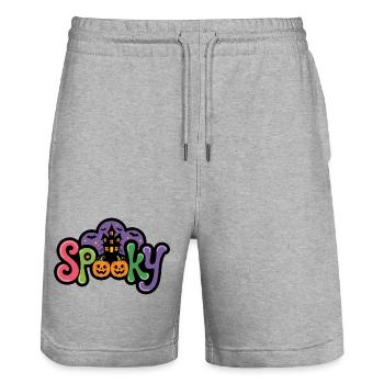 Spooky Halloween Schriftzug - Stanley/Stella Unisex Bio Joggingshorts Trainer  - Grau meliert - Vorne - Nik (191cm) & Marisol (170cm)