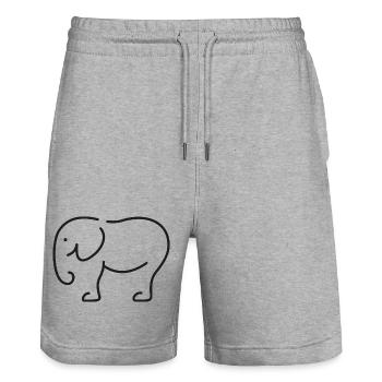 Elephant Sketch – Minimalist Animal Motif - Stanley/Stella Trainer Unisex Organic Jogging Shorts - heather grey - Front - Nik (191cm) & Marisol (170cm)
