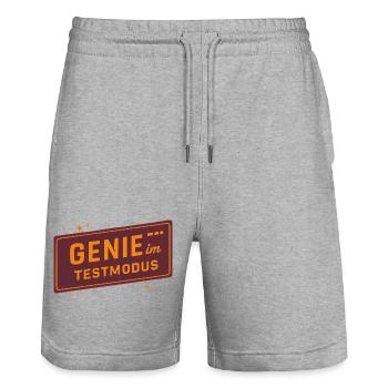 Genie in Test Mode – Funny Saying for Creative - Stanley/Stella Trainer Unisex Organic Jogging Shorts - heather grey - Front - Nik (191cm) & Marisol (170cm)