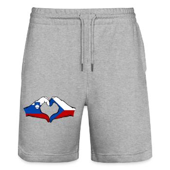 Slovenia Czech Republic flag hands - Stanley/Stella Trainer Unisex Organic Jogging Shorts - heather grey - Front - Nik (191cm) & Marisol (170cm)