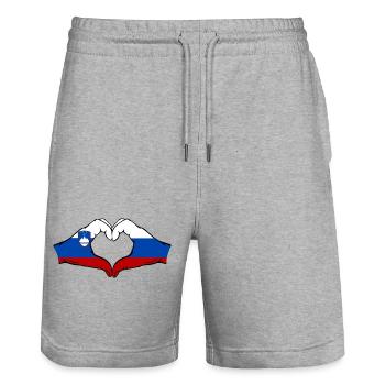 Slowenien Russland Flagge Herz - Stanley/Stella Unisex Bio Joggingshorts Trainer  - Grau meliert - Vorne - Nik (191cm) & Marisol (170cm)