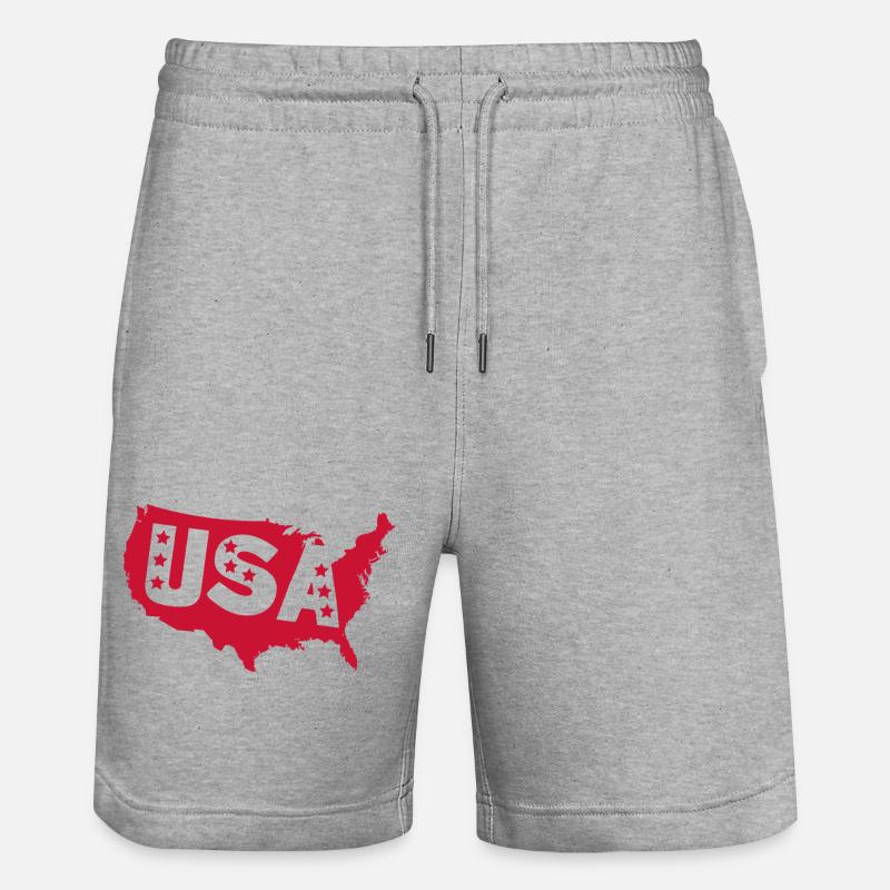 Rote USA Silhouette mit Sternen - Stanley/Stella Unisex Bio Joggingshorts Trainer  - Grau meliert