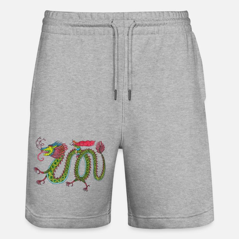 Drache mit lesendem Reiter - Stanley/Stella Unisex Bio Joggingshorts Trainer  - Grau meliert