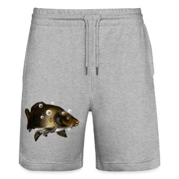 Karpfen - Stanley/Stella Unisex Bio Joggingshorts Trainer  - Grau meliert - Vorne - Nik (191cm) & Marisol (170cm)