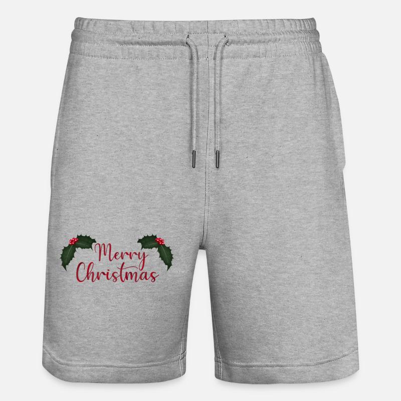 Lettrage de joyeux Noël avec houx - Short de jogging bio TRAINER Stanley/Stella unisexe - gris chiné