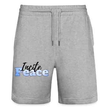Inciter à la paix - Short de jogging bio TRAINER Stanley/Stella unisexe - gris chiné - Devant - Nik (191cm) & Marisol (170cm)