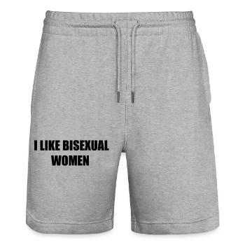I like bisexual women shirt - Stanley/Stella Unisex Bio Joggingshorts Trainer  - Grau meliert - Vorne - Nik (191cm) & Marisol (170cm)