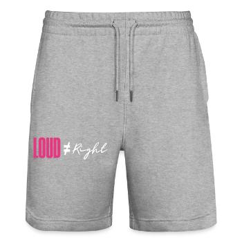 Fort n’est pas synonyme de droit - Short de jogging bio TRAINER Stanley/Stella unisexe - gris chiné - Devant - Nik (191cm) & Marisol (170cm)
