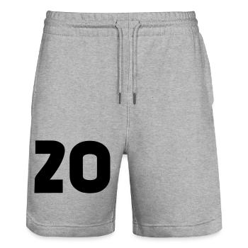 20 - Stanley/Stella Trainer Unisex Organic Jogging Shorts - heather grey - Front - Nik (191cm) & Marisol (170cm)