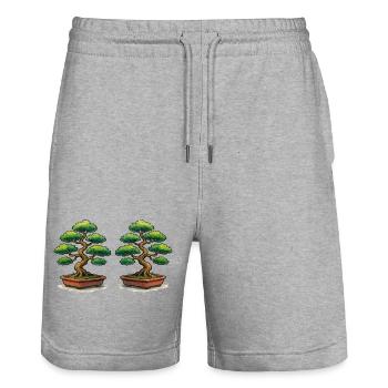 Double Bonsai Twins - Stanley/Stella Trainer Unisex Organic Jogging Shorts - heather grey - Front - Nik (191cm) & Marisol (170cm)