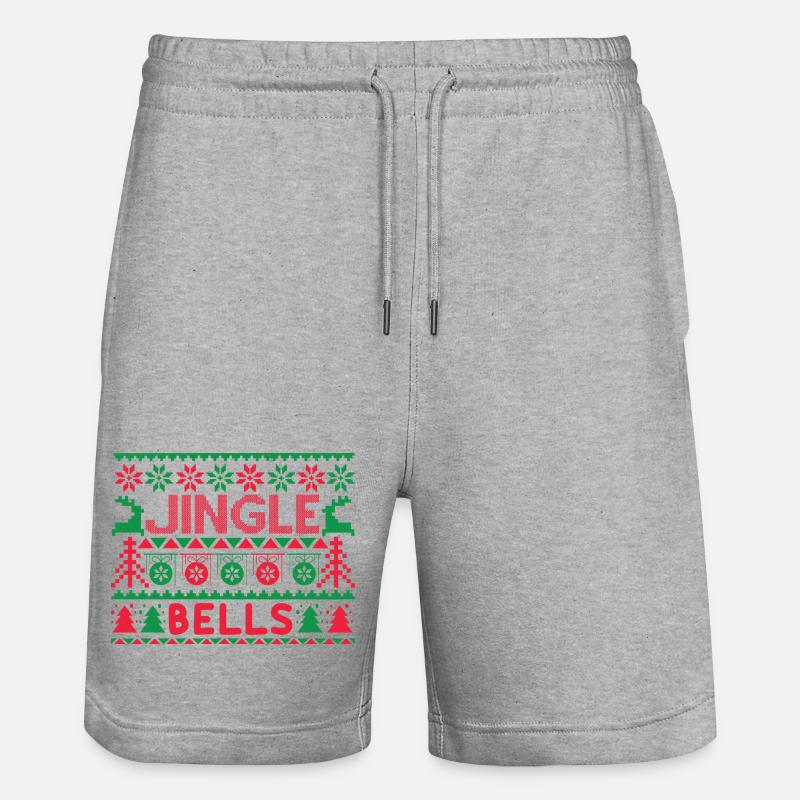 Hässlicher Pullover – Jingle Bells Strickmuster - Stanley/Stella Unisex Bio Joggingshorts Trainer  - Grau meliert