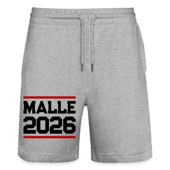 Malle 2026 Majorque - Short de jogging bio TRAINER Stanley/Stella unisexe - gris chiné - Devant - Nik (191cm) & Marisol (170cm)
